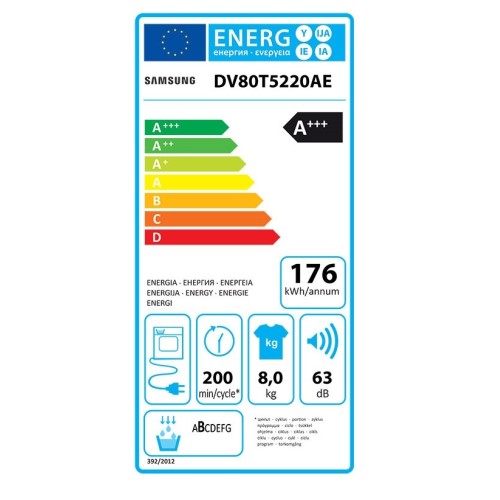 Samsung Στεγνωτήριο Ρούχων με Αντλία Θερμότητας DV80T5220AE/S6 (8Kg A+++)