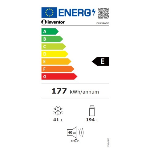 Inventor Ψυγείο Δίπορτο DP1590SE 235lt Υ159xΠ55xΒ55εκ. Inox