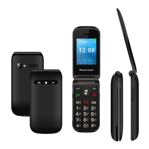 Powertech Κινητό Τηλέφωνο Milly Flip PTM-38 Dual SIM Μαύρο