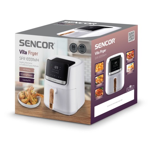 Sencor Φριτέζα Αέρος Vita Fryer SFR 6551WH με Κάδο 6,5lt 1600W Λευκή