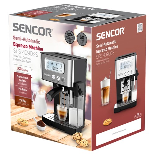 Sencor Μηχανή Espresso SES 4090SS 1450W Πίεσης 15bar Ασημί