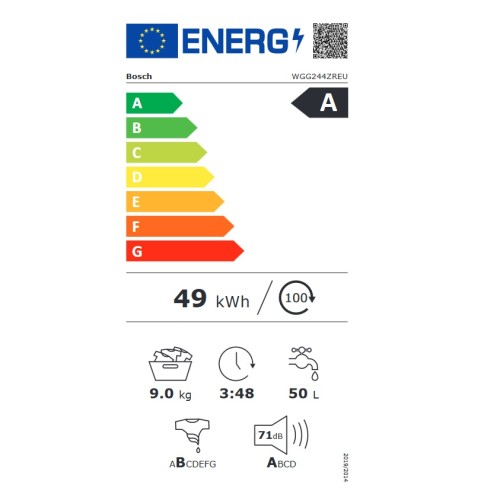 Bosch Πλυντήριο Ρούχων WGG244ZREU (9kg 1400rpm Α) Grey