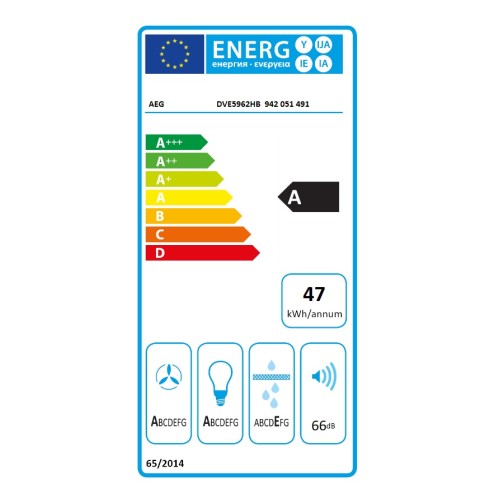 AEG Απορροφητήρας Καμινάδα DVE5962HB Μαύρος 90cm