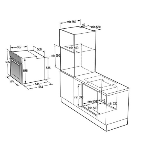 Gorenje Εντοιχιζόμενος Φούρνος Ανω Πάγκου BOP6737E02XK (743810) 77lt Inox