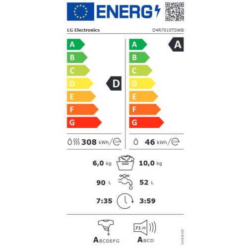 LG Πλυντήριο-Στεγνωτήριο D4R7010TSWB (10kg/6kg 1400rpm)