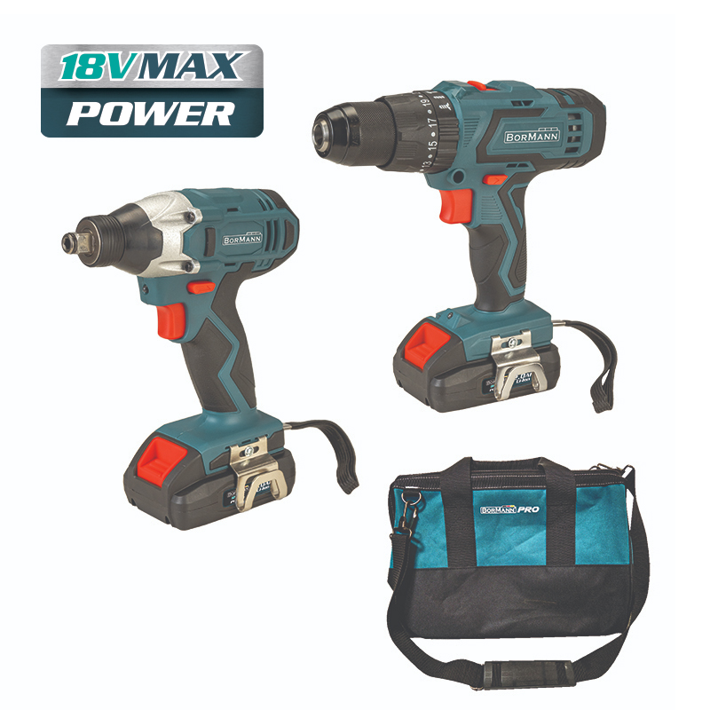 Bormann ΒORMANN BCD9010 Σετ Κρουστικό Δράπανο 50Nm & Μπουλονόκλειδο/Παλμικό Κατσαβίδι 220 Nm, 18V, Li-Ion