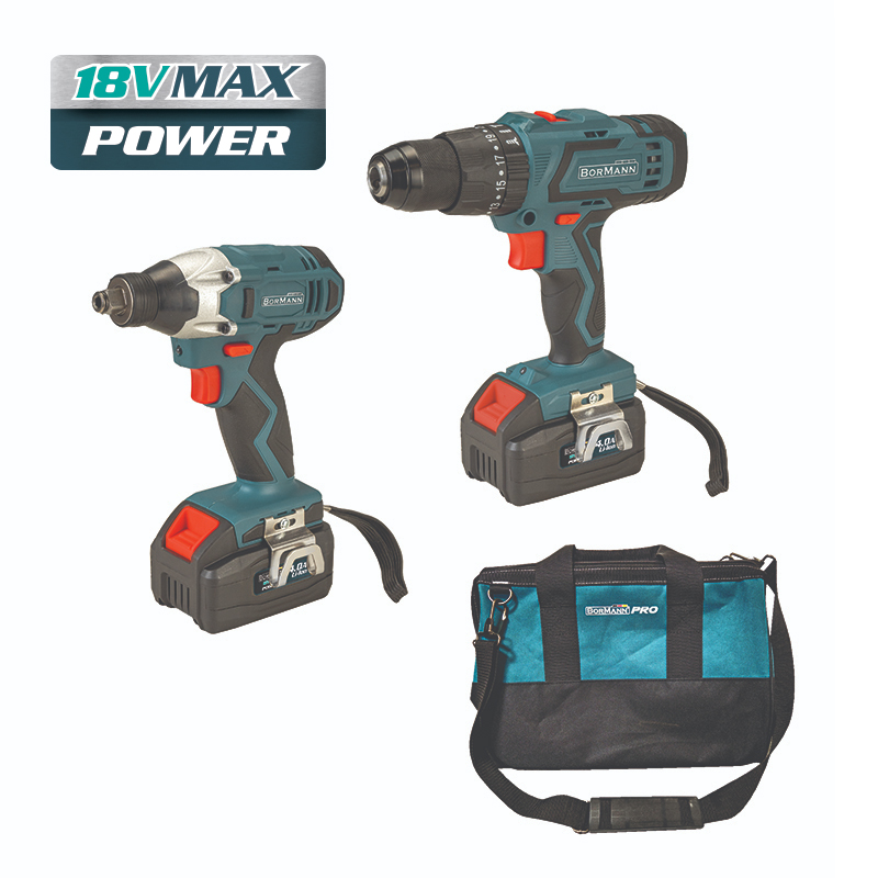 Bormann ΒORMANN BCD9011 Σετ Κρουστικό Δράπανο 50Nm & Μπουλονόκλειδο/Παλμικό Κατσαβίδι 220 Nm, 18V, Li-Ion
