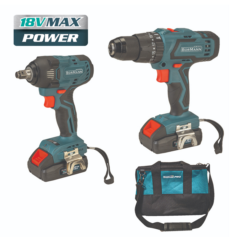 Bormann BORMANN BCD9012 Σετ Κρουστικό Δράπανο 50Nm & Μπουλονόκλειδο Brushless 350Nm, 18V- Li-Ion