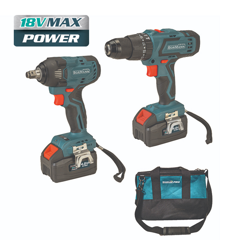Bormann BORMANN BCD9013 Σετ Κρουστικό Δράπανο 50Nm & Μπουλονόκλειδο Brushless 350Nm, 18V- Li-Ion