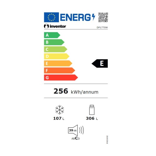 Inventor Ψυγείο Δίπορτο DP1770W 413lt Total NoFrost Υ172.3xΠ70xΒ67εκ. Λευκό