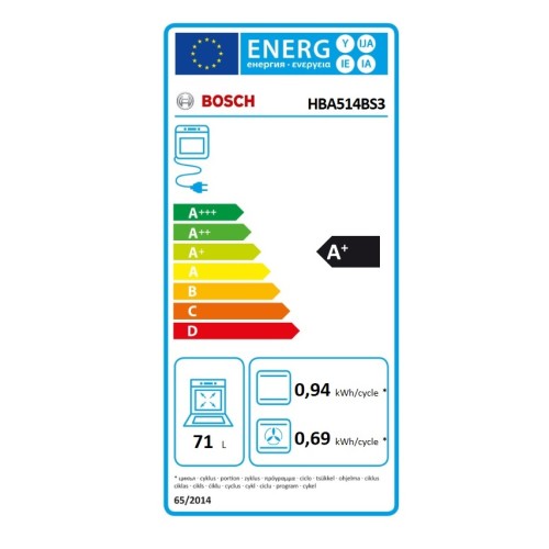 Bosch Εντοιχιζόμενος Φούρνος Ανω Πάγκου HBA514BS3 71lt Inox