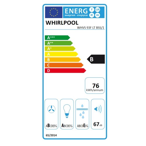 Whirlpool Απορροφητήρας Τζάκι WHVS 93 FLT BSS/1 89,5cm Μαύρος