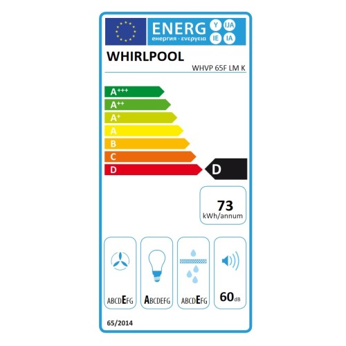 Whirlpool Απορροφητήρας Τζάκι WHVP 65F LM K 59,8cm Μαύρος