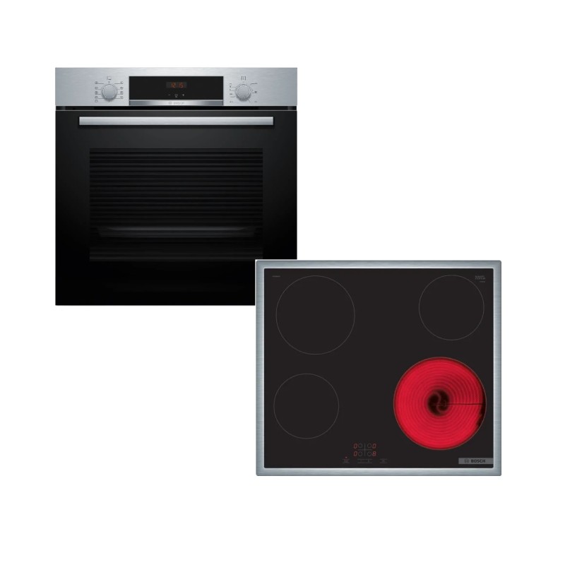 Bosch Σετ Φούρνος Ανω Πάγκου HBA514BS3 + Εστίες Κεραμικές PKE645BA2E