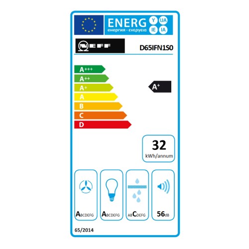 Neff Απορροφητήρας Τζάκι D65IFN1S0 60cm Μαύρος