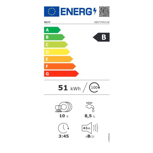Neff Εντοιχιζόμενο Πλυντήριο Πιάτων S857YMX12E για 13 Σερβίτσια Π44,8xY81.5εκ.