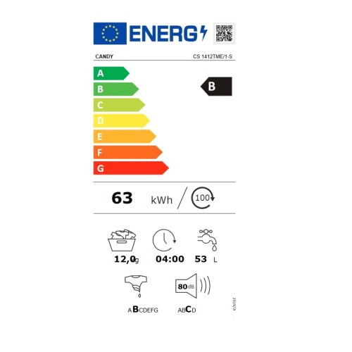 Candy Πλυντήριο Ρούχων CS1412TME/1-S (12kg 1400rpm B)