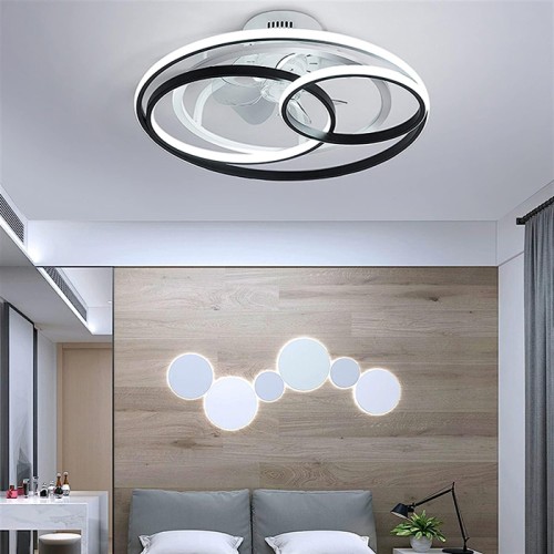 Powertech Ανεμιστήρας οροφής HLL-0108 με LED φως, 50W, Φ50x21cm, μαύρος