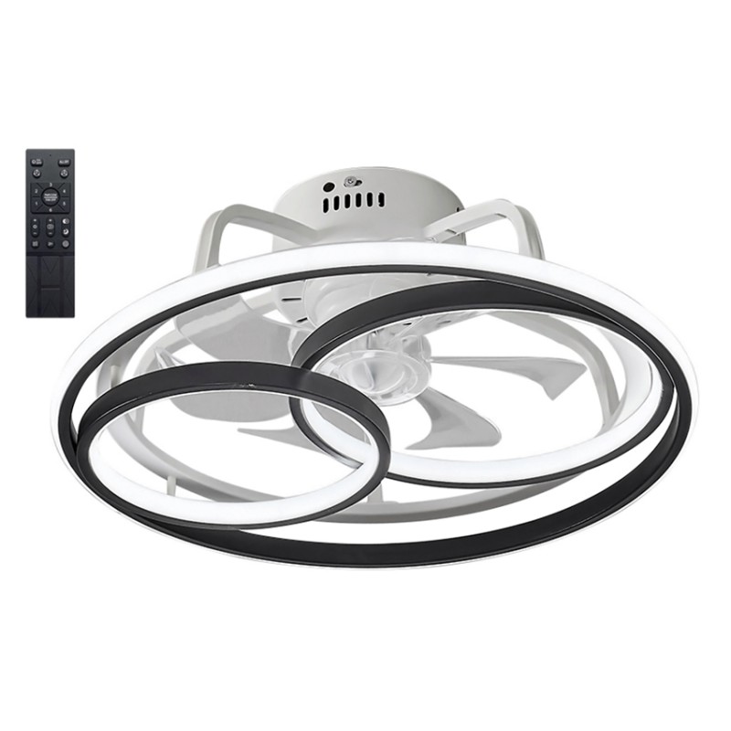 Powertech Ανεμιστήρας οροφής HLL-0108 με LED φως, 50W, Φ50x21cm, μαύρος