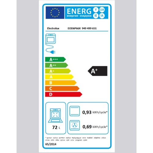 Electrolux Εντοιχιζόμενος Φούρνος Ανω Πάγκου EOD6P66X 72Lt A+