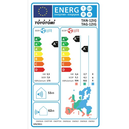 Toyotomi Κλιματιστικό Inverter IKIGAI TAN/TAG-12IG 12000 BTU/h με Ιονιστή & Wi-Fi (Α++/Α+++)