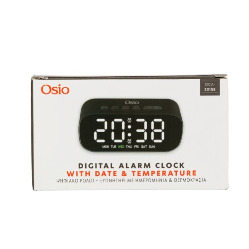 Osio Ψηφιακό ξυπνητήρι OCA-3015B  με ένδειξη θερμοκρασίας και ημερομηνίας, Μαύρο