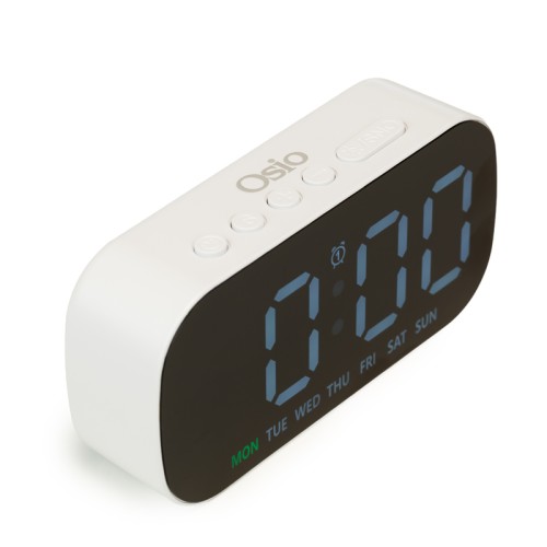 Osio Ψηφιακό ξυπνητήρι OCA-3015B με ένδειξη θερμοκρασίας και ημερομηνίας, 'Ασπρο