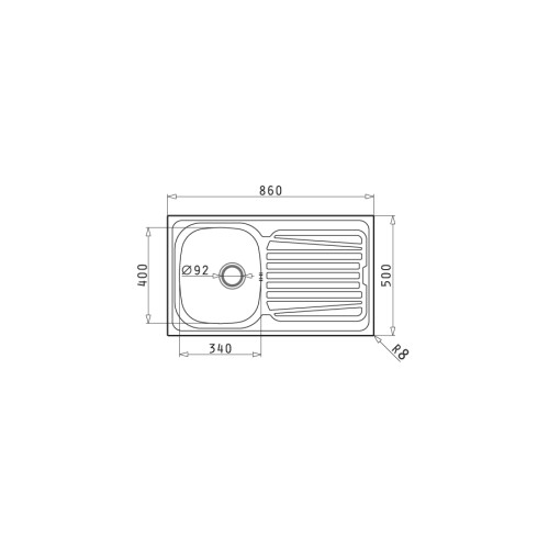Pyramis Νεροχύτης Sparta (86X50) 1B 1D Αντιστρεφόμενος Λείος Ένθετος 100129801