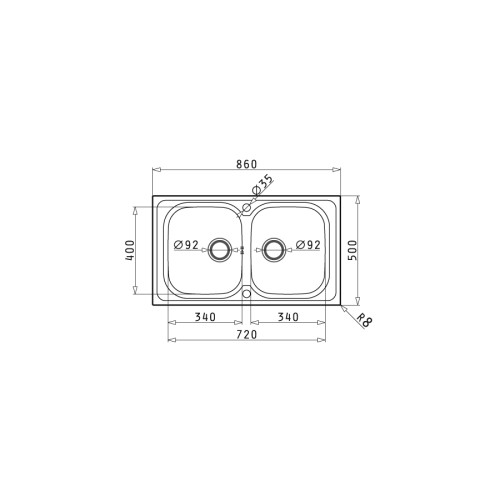 Pyramis Νεροχύτης Ένθετος Σαγρέ Amaltia (86X50) 2B 107121201
