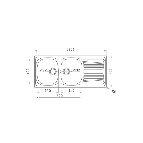 Pyramis Νεροχύτης Ένθετος Αντιστρεφόμενος Λείος Sparta (116X50) 2B 1D 100129901