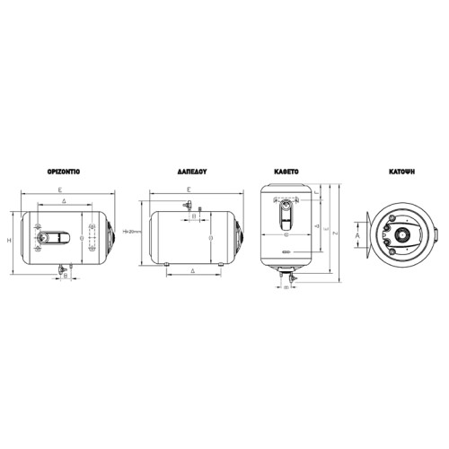 Elco Ηλεκτρικός θερμοσίφωνας Duro Glass 60L Κάθετος 4,0kW