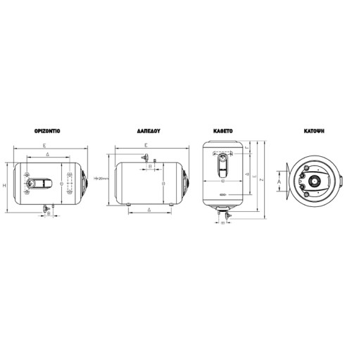 Elco Ηλεκτρικός θερμοσίφωνας Duro Glass 45L Οριζόντιος 3,0kW