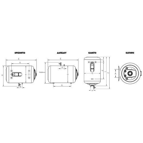 Elco Ηλεκτρικός θερμοσίφωνας Titan 120L Οριζόντιος 4,0kW