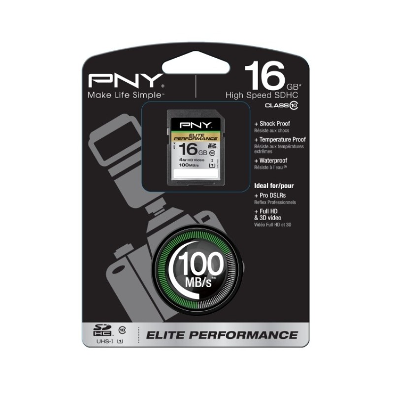 PNY Κάρτα Μνήμης SD16G10ELIPER-EF - SD Elite Performance 16GB