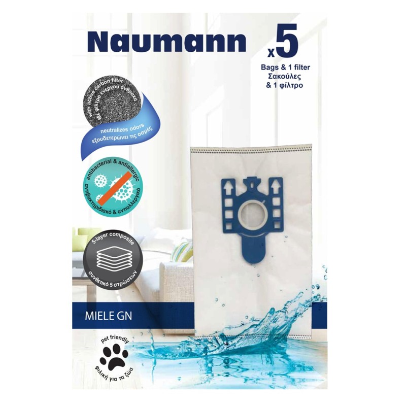 Naumann Σακούλες για Ηλεκτρική Σκούπα Miele GN (5Τμχ+1Φίλτρο)