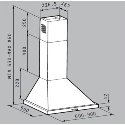 Pyramis Απορροφητήρας Καμινάδα Ecoline 90cm Inox (065030901)