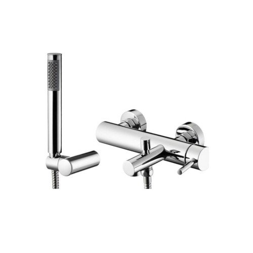 Pyramis Αναμεικτική Επίτοιχη Μπαταρία Λουτρού με Σετ Ντους Rota Plus (090924401)