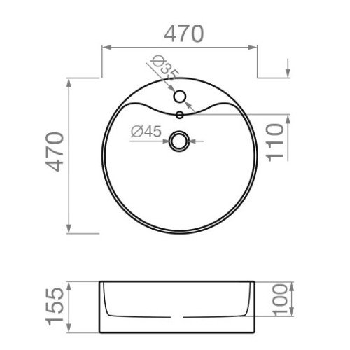 Pyramis Νιπτήρας Επικαθήμενος Sithonia 470x470 (023012101)