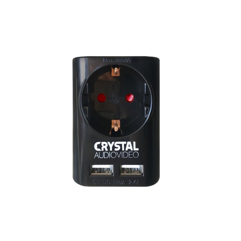 Crystal Audio Μονόπριζο + 2xUSB SU-1 Black