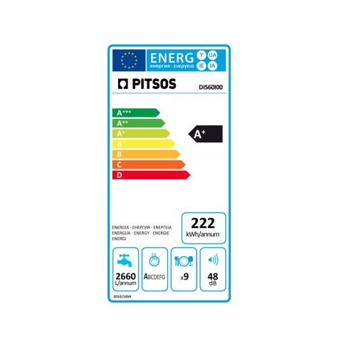 Pitsos Εντοιχιζόμενο Πλυντήριο Πιάτων DIS60I00 (45cm) Inox