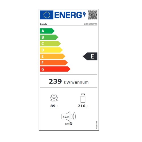 Bosch Ψυγειοκαταψύκτης KGN36NWEA Full NoFrost 305lt Λευκό