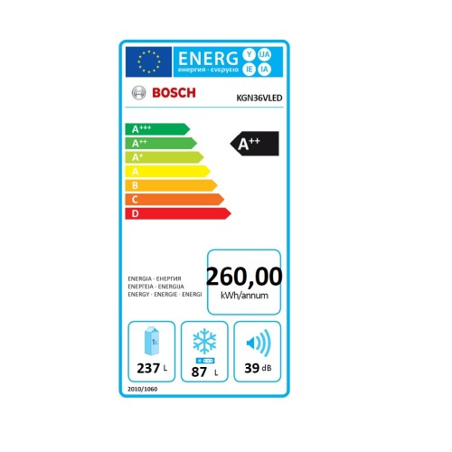 Bosch Ψυγειοκαταψύκτης KGN36VLED Full NoFrost 3264lt Inox