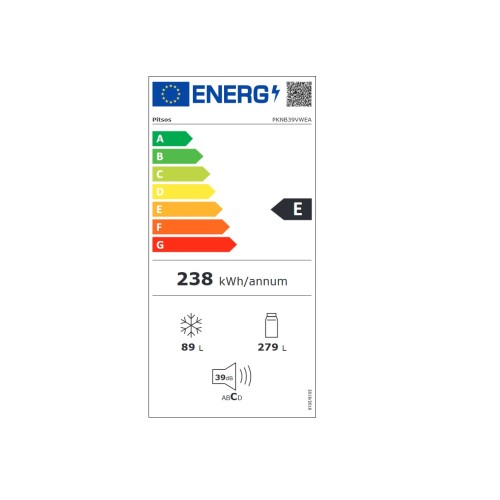 Pitsos Ψυγειοκαταψύκτης PKNB39VWEA FullNoFrost 366lt Λευκό