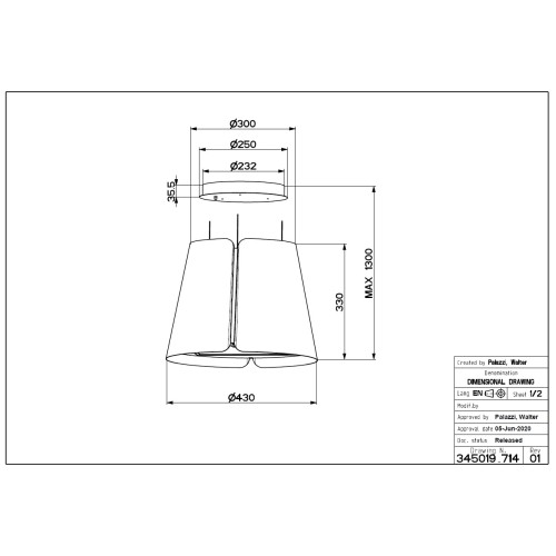 Faber Απορροφητήρας Νησίδα Beat WH Matt F45 (43cm)