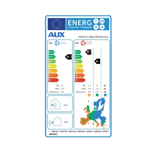 AUX Κλιματιστικό J-Smart ASW-H12B4/JKR3DI-EU 12000Btu (A++/A+++) White