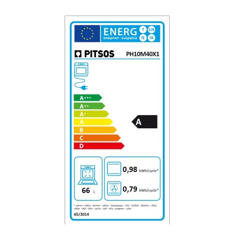 Pitsos Εντοιχιζόμενος Φούρνος Ανω Πάγκου PH10M40X1