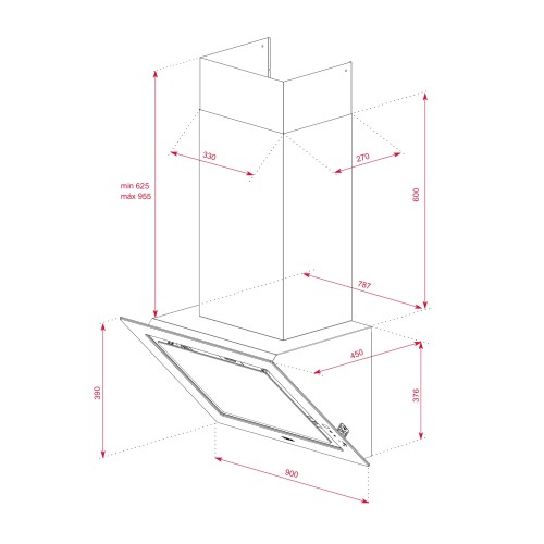 Teka Απορροφητήρας Τζάκι DLV 99670 (90cm) Mαύρο κρύσταλλο