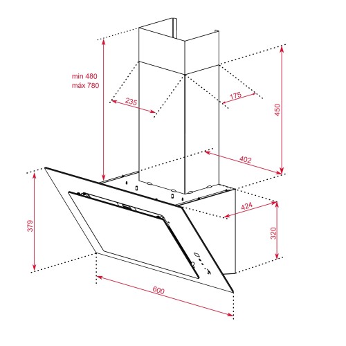 Teka Απορροφητήρας Τζάκι DVT 68660 (60cm) Mαύρο κρύσταλλο