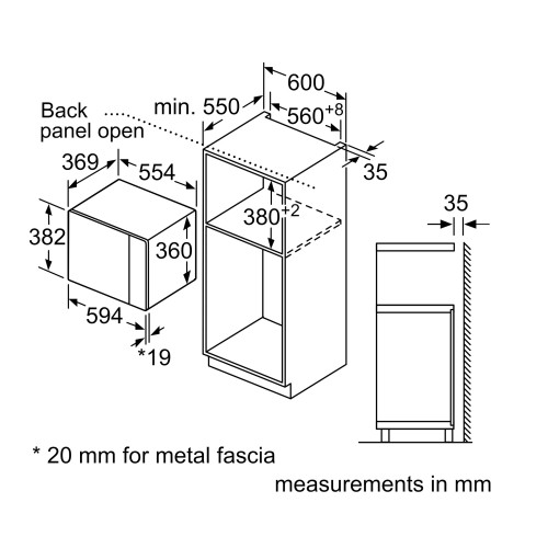Bosch Εντοιχιζόμενος Φούρνος Μικροκυμάτων BFL554MS0