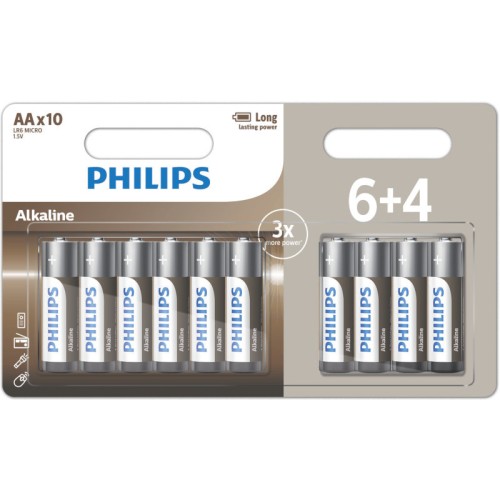 Philips Αλκαλικές Μπαταρίες LR6A10BP/GRS (115010-0005)